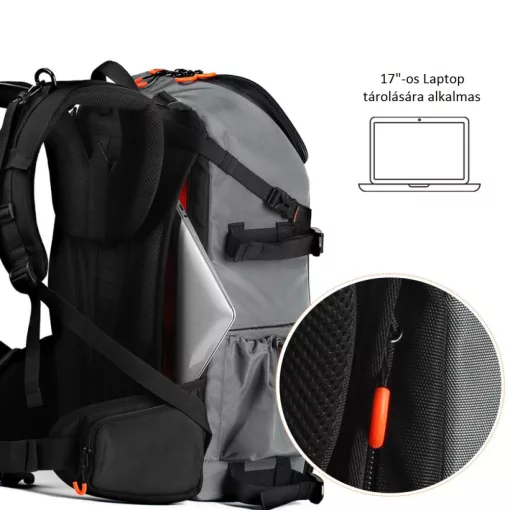 K&f Concept Beta Backpack 32 literes, fotós hátizsák, vízálló, fekete-narancs színben (KF-13-107)