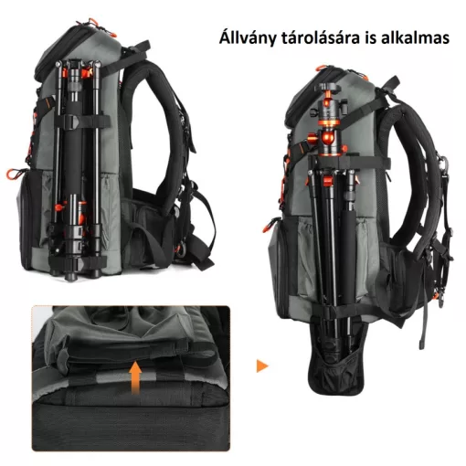 K&f Concept Beta Backpack 32 literes, fotós hátizsák, vízálló, fekete-narancs színben (KF-13-107)