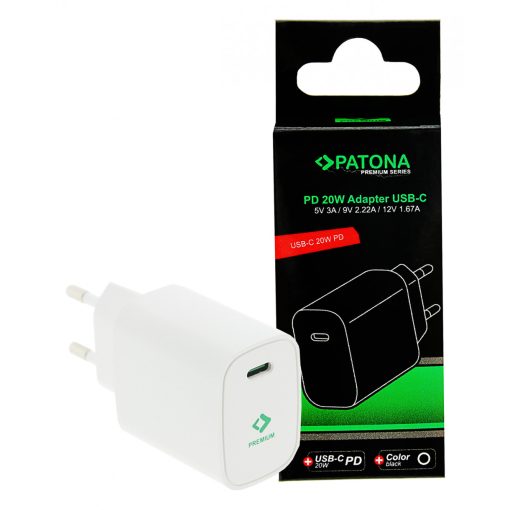 PATONA Premium PD20W Adapter 5V/3A 9V/2.22A 12V/1.67A USB-C PD3.0 QC3.0 fehér (2592)