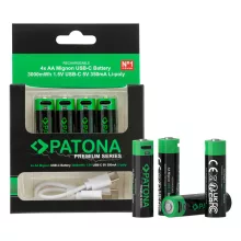 PATONA Premium USB-C 4x AA Micro Akku Li 3000mWh - Y kábellel (1410Y)