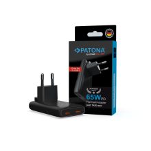 PATONA Premium GaN PD65W Lapos Adapter 2xUSB-C PD3.0 QC3.0 (2596) - Fekete