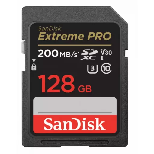 SANDISK SDXC Extreme PRO memory card 128GB,200 MB/S,UHS-I,U3,V30 (121596)
