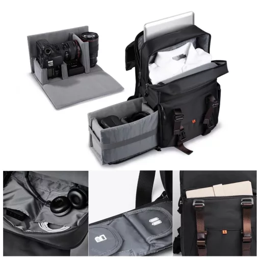 K&F Concept Beta Backpack 20 literes, fotós hátizsák, fekete barna színben (KF-13-092)