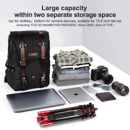 K&F Concept Beta Backpack 20 literes, fotós hátizsák, fekete barna színben (KF-13-092)