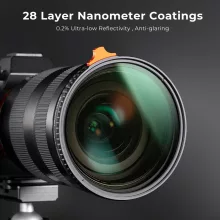 K&F Concept NANO-X Slim, HD, VARIO ND 2-400 változtatható szürkeszűrő, vízlepergető, karcálló, 62mm (KF-01-1462)