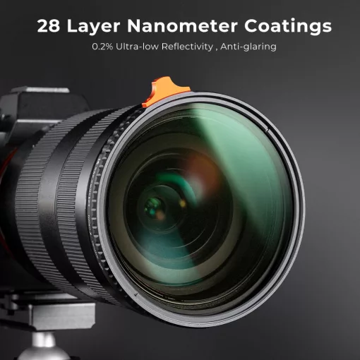 K&F Concept NANO-X Slim, HD, VARIO ND 2-400 változtatható szürkeszűrő, vízlepergető, karcálló, 62mm (KF-01-1462)