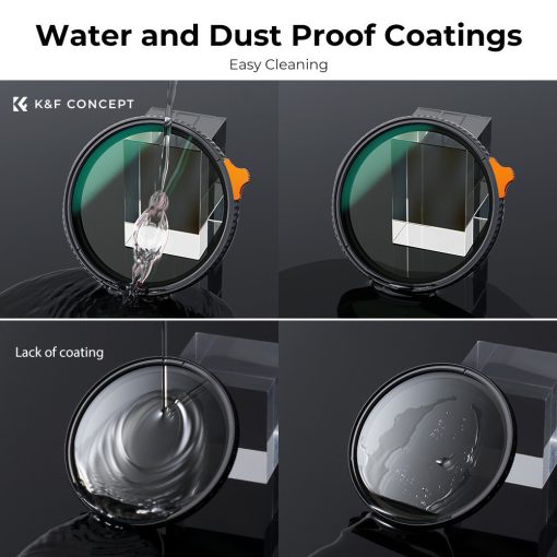 K&F Concept NANO-X Slim, HD, VARIO ND 2-400 változtatható szürkeszűrő, vízlepergető, karcálló, 72mm (KF-01-1464)