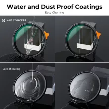 K&F Concept NANO-X Slim, HD, VARIO ND 2-400 változtatható szürkeszűrő, vízlepergető, karcálló, 77mm (KF-01-1465)