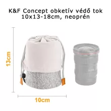 K&F Concept obketív védő tok 10x13-18cm, neoprén, szürke narancs (KF-13-121)