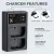   K&F Concept hordozható dupla LC-E6 akkumulátor töltő, USB-C, 2db LP-E6NH akkumulátorhoz (KF-28-0007)