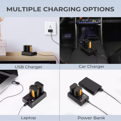 K&F Concept hordozható dupla BC-QZ1 akkumulátor töltő, USB-C, 2db FZ100 akkumulátorhoz (KF-28-0010)