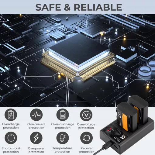 K&F Concept hordozható dupla BC-QZ1 akkumulátor töltő, USB-C, 2db FZ100 akkumulátorhoz (KF-28-0010)