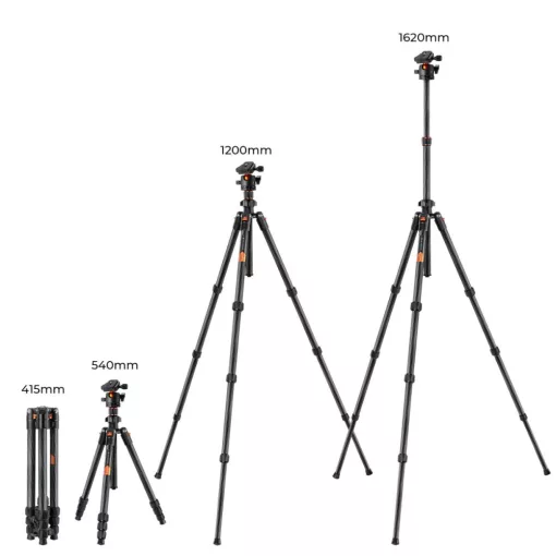 K&F Concept K254C2 karbon állvány, BH-36L gömbfej, 162cm magasság, 8kg teherbírás (KF-09-123)
