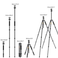 K&F Concept X254C4+BH-30 karbon állvány + monopod, 172cm magasság, 12kg teherbírás (KF-09-116)