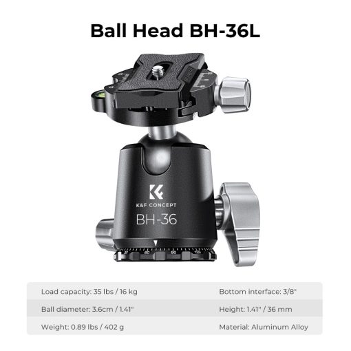 K&F Concept X284C4+BH-36 karbon állvány + monopod, 172cm magasság, 16kg teherbírás (KF-09-117)