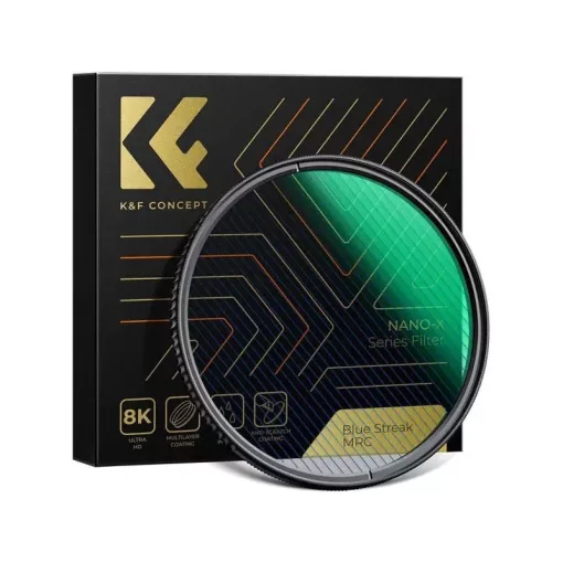 K&F Concept NANO-X series, Blue Streak szűrő, vízlepergető, karcálló, zöld bevonat, 77mm (KF-01-2101)