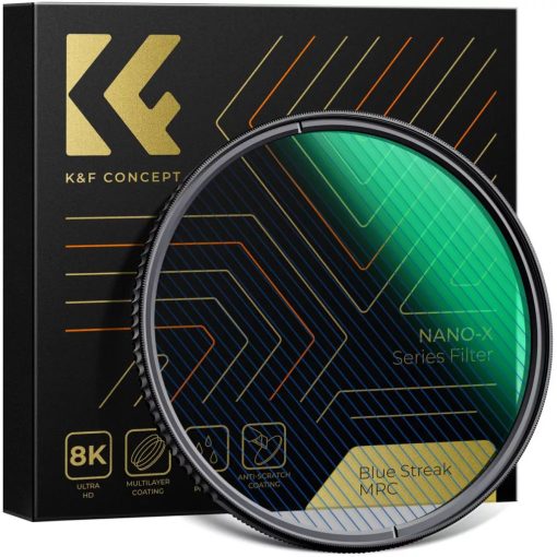 K&F Concept NANO-X series, Blue Streak szűrő, vízlepergető, karcálló, zöld bevonat, 82mm (KF-01-2102)