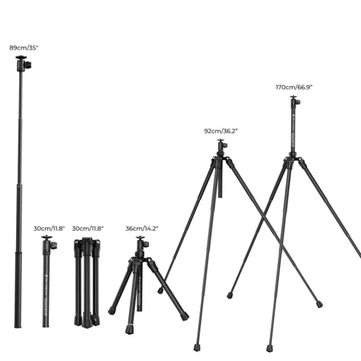 K&F Concept E224A3+BH-18 állvány, 170cm magasság, 4kg teherbírás, selfi bot, bluetooth kioldó (KF-09-120)