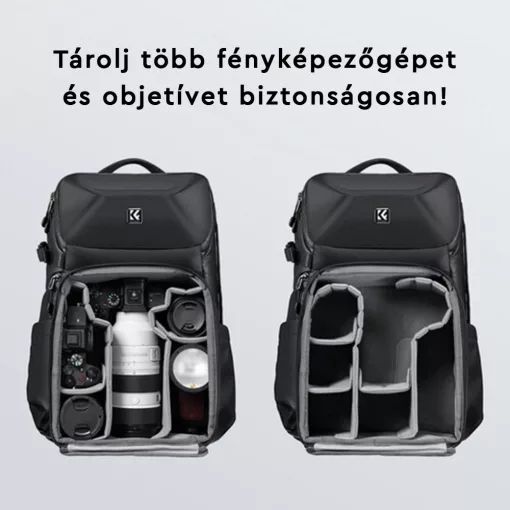 K&F Concept Alpha Backpack 20L, fotós hátizsák, vízálló, fekete (KF-13-144)