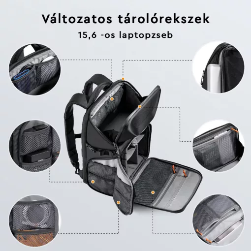 K&F Concept Alpha Backpack 20L, fotós hátizsák, vízálló, fekete (KF-13-144)