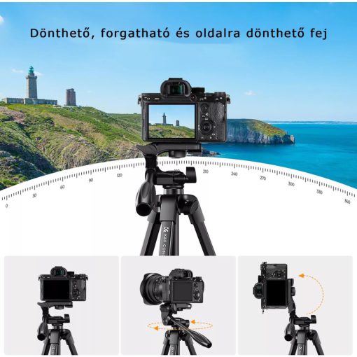 K&F Concept B174A1 állvány, telefontartó adapterrel, bluetooth kioldóval (KF-09-125)