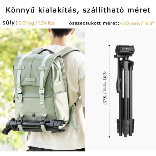 K&F Concept B174A1 állvány, telefontartó adapterrel, bluetooth kioldóval (KF-09-125)