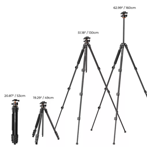 K&F Concept A234A1+BH-28L állvány, 160cm magasság, 10kg teherbírás (KF-09-099V1)