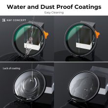 K&F Concept NANO-X Slim, HD, VARIO ND 2-400 változtatható szürkeszűrő, vízlepergető, karcálló, 37mm (KF-01-2373)