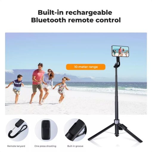 K&F Concept 1,8m állvány, selfie bot, gömbfejjel, Gopro adapter, telefon adapter, bluetooth kioldó (KF-15-0015)