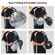 K&F Concept 5in1 derítőlap, reflektor fogantyúval 60cm (feh, fek, arany, ezüst, transp) + hordtáska (KF-18-0004)