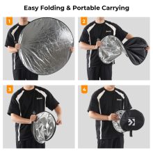 K&F Concept 5in1 derítőlap, reflektor fogantyúval 110cm (feh, fek, arany, ezüst, transp) + hordtáska (KF-18-0006)