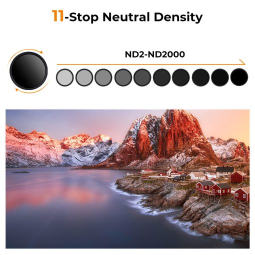 K&F Concept C Series Ultra-thin, VARIO ND 2-2000 változtatható szürkeszűrő, 49mm (KF-01-2439)