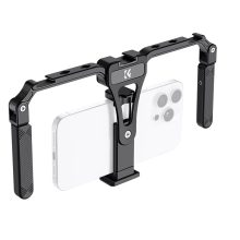 K&F Concept telefon rig, cage, univerzális keret, összecsukható, 3db vakupapucs, állványmenet (KF-31-092)