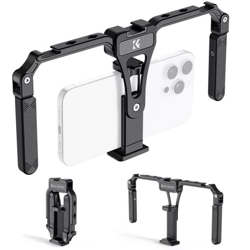 K&F Concept telefon rig, cage, univerzális keret, összecsukható, 3db vakupapucs, állványmenet (KF-31-092)