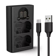   K&F Concept hordozható dupla NP-W235 akkumulátor töltő, LCD, USB-C, 2db NP-W235 akkumulátorhoz (KF-28-0019V1)