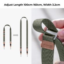 K&F Concept lapos nyakpánt gyorskioldó csattal, 3,2cm x 100-160cm, zöld (KF-13-115V3)