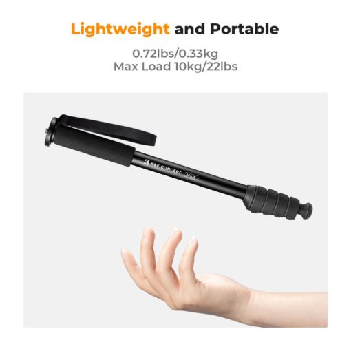 K&F Concept monopod, 160cm, aluminium, 1/4" és 3/8" csatlakozás csuklópánt, fekete (KF-09-138)