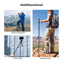 K&F Concept monopod, 160cm, aluminium, 1/4" és 3/8" csatlakozás csuklópánt, fekete (KF-09-138)