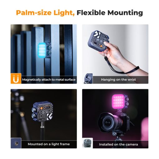 K&F Concept RGB LED lámpa, 2500-9900K, CRI 96+, 2000mAh, 21 fényeffekt, kék (KF-34-036)