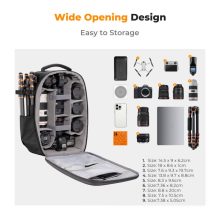 K&F Concept hardshell professzionális kamera hátizsák, 22L, 15.6 laptop zseb, fekete (KF-13-134)