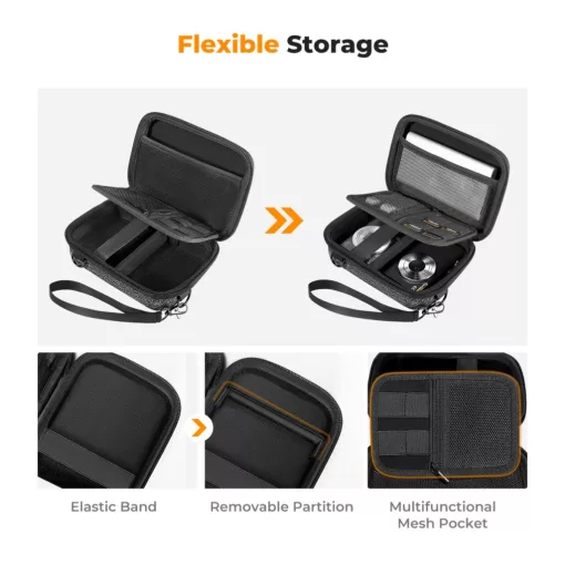 K&F Concept víz és ütésálló keményfedeles tok, belső méret: 16x11x3cm, váll és csuklópánt, fekete (KF-13-167)