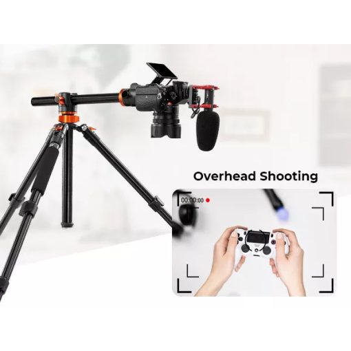 K&F Concept T255A3 + BH-28L állvány + monopod, elforgatható középoszloppal, fekete-narancssárga (KF-09-112V1)