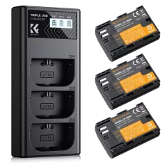   K&F Concept hordozható tripla USB-C akkumulátor LC-E6NH töltő, LCD + 3db LP-E6NH akkumulátor 2250mAh (KF-28-0039)