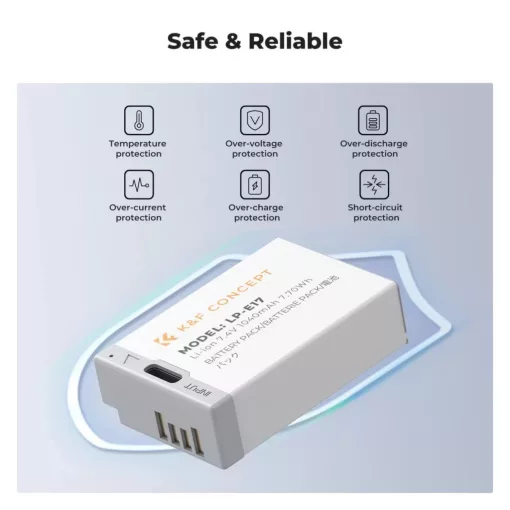 K&F Concept LP-E17 akkumulátor 1040mAh, USB-C csatlakozóval, 2db (KF-28-0049S1)