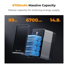K&F Concept V-Mount Mini Pro akkumulátor, 99Wh, 14.8V, 6700mAH, 100W töltés, BP, D-TAP, TFT kijelző KF28-0024V1