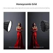 K&F Concept 60cm átmérőjű, parabolic softbox, gyorscsatlakozás, méhsejt rács, Bowens csatlakozás (KF-18-0008)