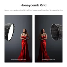K&F Concept 120cm átmérőjű, parabolic softbox, gyorscsatlakozás, méhsejt rács, Bowens csatlakozás (KF-18-0008V2)