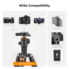 K&F Concept S225A1+BH-25 mini állvány, 52cm max magasság, 6kg teherbírás (KF-09-150)