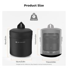 K&F Concept objektív védő tok, S méret, 7x11cm, vállpánt, csepp és porálló zipzár, ráadás pumpa (KF-13-189)