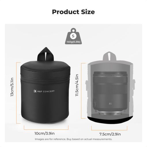 K&F Concept objektív védő tok, S méret, 7x11cm, vállpánt, csepp és porálló zipzár, ráadás pumpa (KF-13-189)